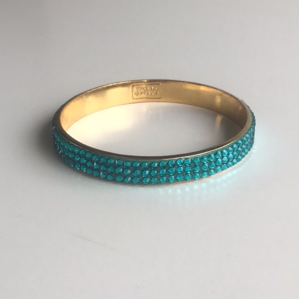Kate Spade Gold and teal turquoise jewel rhinestone Crystal bangle Bracelet - Picture 3 of 16